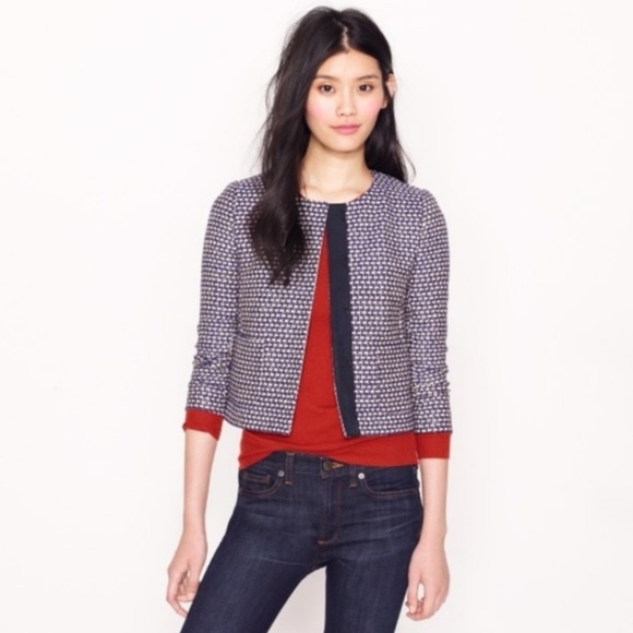 J. Crew Jackets & Blazers - J. Crew Metallic Tweed Navy Jacket Blazer 0